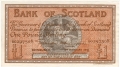 Bank Of Scotland 1 Pound Notes 1 Pound,  6. 2.1945